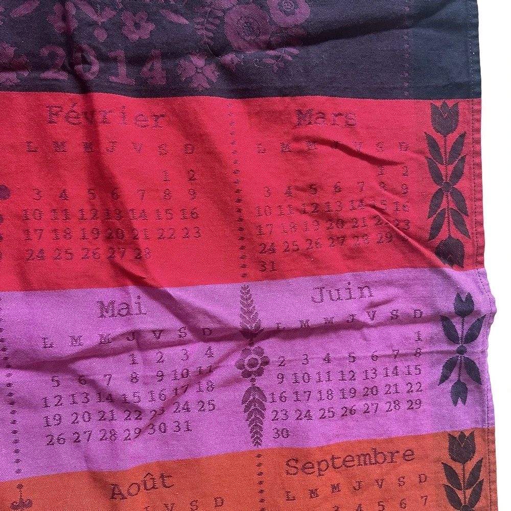 Jacquard‎ Francais 2014 Calendar Tea Towel Multicolor 100% Cotton Colorblock